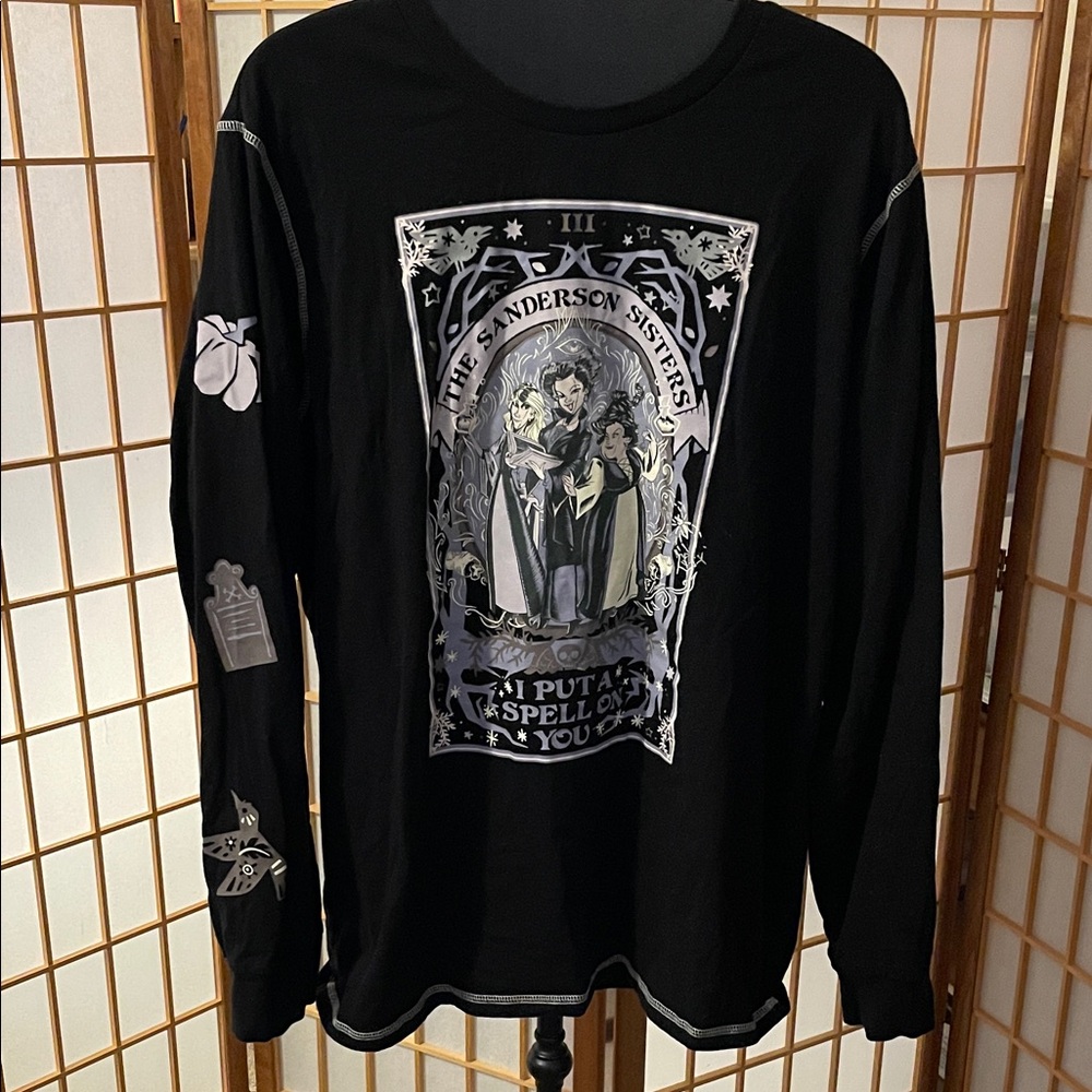 Disney Box Lunch Hocus Pocus Black Long Sleeve Shirt with Graphic Design